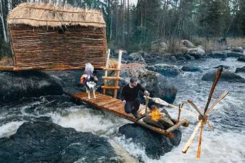 21 Days of Survival in RING Forest: Fishing, Water WHEEL, and WATERFALL Homestead