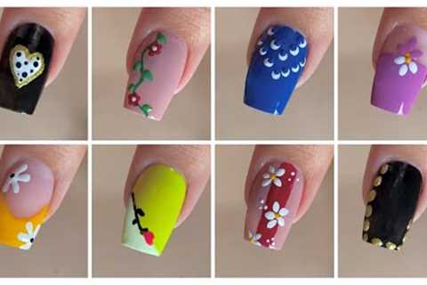 8 Easy nail art designs with household items || Nail art with toothpick and safety pin