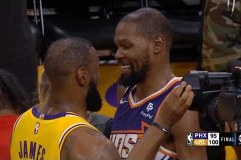 LeBron James and Kevin Durant share a laugh after first matchup in 5 years