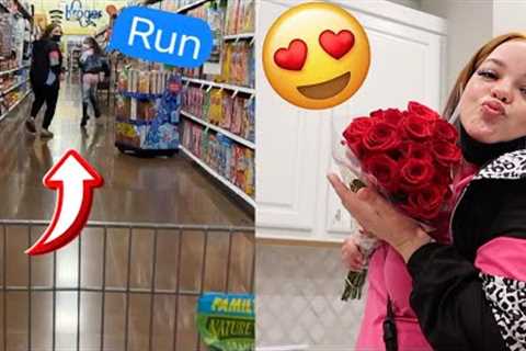 CHASING THEM IN THE GROCERY STORE... SURPRISING AMANDA WITH 🌹