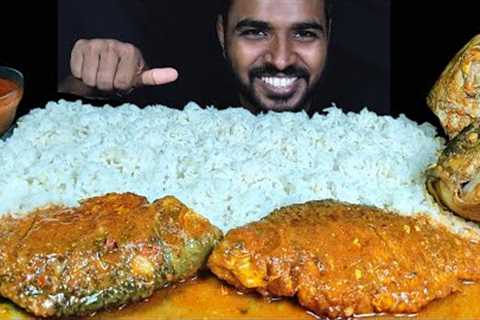 SPICY WHOLE FISH CURRY, FISH HEAD CURRY, RICE &amp; SALAD MUKBANG | INDIAN MUKBANG FISH CURRY