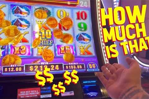 VegasLowRoller's Mom $32 to HUGE JACKPOT on Timberwolf Chief Slot Machine!!