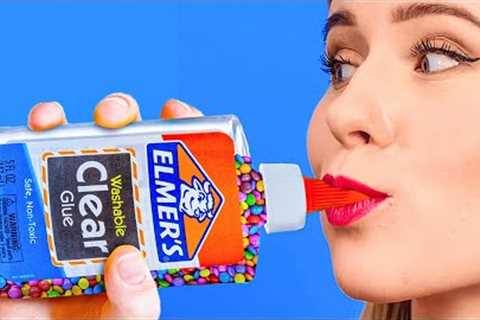 WEIRD WAYS TO SNEAK FOOD INTO CLASS || DIY Edible School Supplies by 123 Go! Live