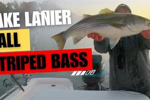Some red hot Striped Bass fishing on a chilly fall morning on Lake Lanier!