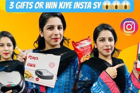 Won gifts from instagram ll gifts unboxing ll audionic airbuds || electronic item || food items