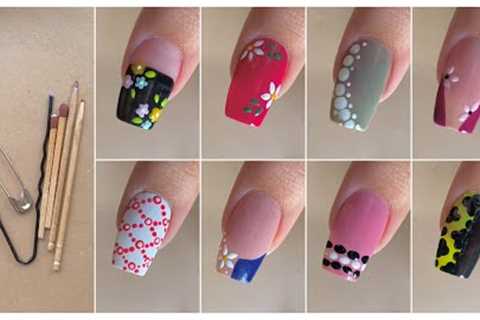 Easy and cute nail art designs with household items || Nail art at home