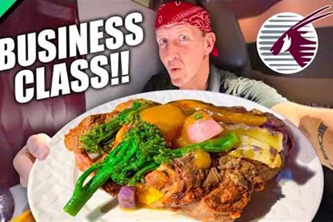 I Paid $4000 For This?!! Outrageous Business Class Food on Qatar Airways!!