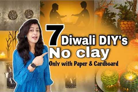 7 Easy Diwali DIY's With Paper &amp; Cardboard | Home Decor craft ideas | Best out of waste ✨️