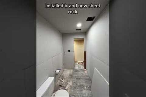 Before and After of the renovated bathroom at the Flip House! #bathroomrenovation