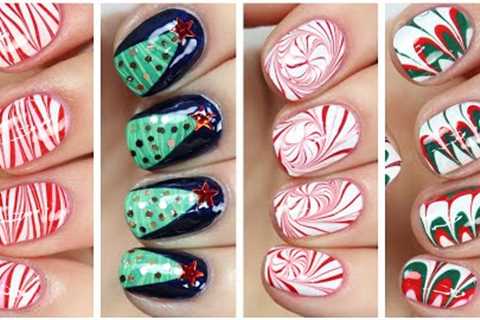 Christmas Nail Art 2023 🎄 Fun &amp; Easy Water Marble Nail Design Compilation!
