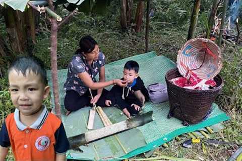 Land stolen by bad guys - Single mother uses her survival skills to build a shelter