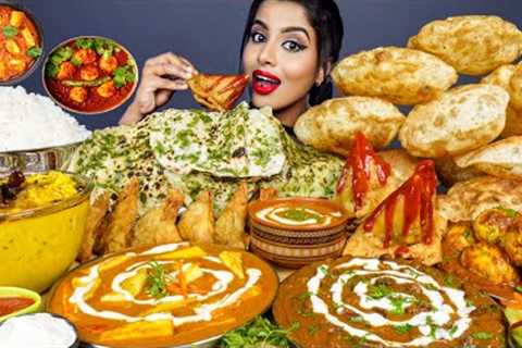 ASMR Eating Spicy Street Samosa,Paneer Butter Masala,Naan,Egg Indian Street Food ASMR Eating Mukbang