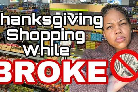 THANKSGIVING SHOPPING WHILE BROKE FOR 5 PEOPLE || GROCERY HAUL || MY FIRST TIME AT ALDI