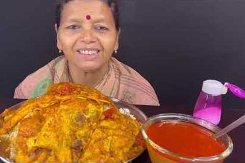 BIGBITES,EATING RICE WITH SPICY 🔥🔥🥵🥵 OMLET CURRY, MASSIVE EATING SHOW ।।