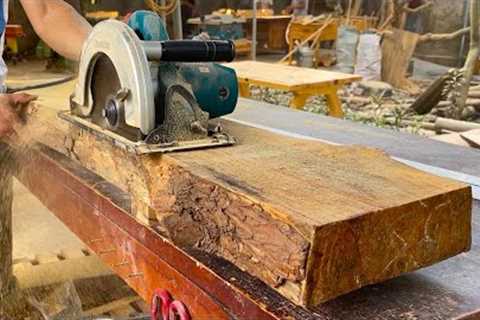 Perfect Design Woodworking Skills // Young Carpenter Creates Strong 6-person Curved Dining Table