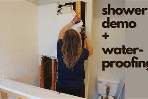 SHOWER DEMO &amp; WATERPROOFING | Main Bathroom Makeover pt 4