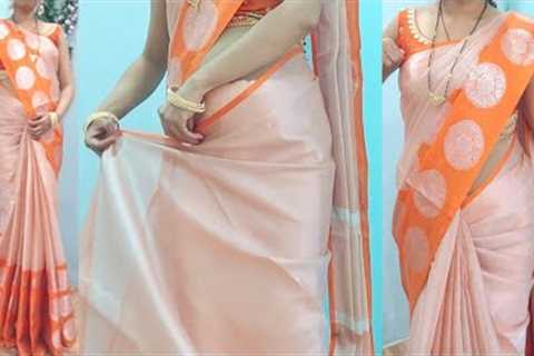 tissue silk saree draping perfectly easy and simple steps | beginners guide unique tips and tricks