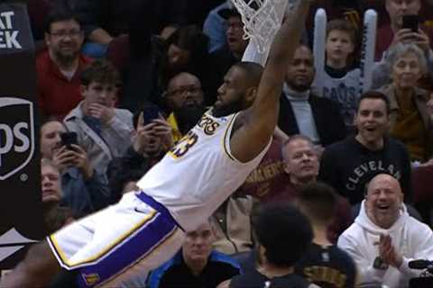 LeBron James gets a tech for pulling up on the rim after clutch dunk vs Cavs