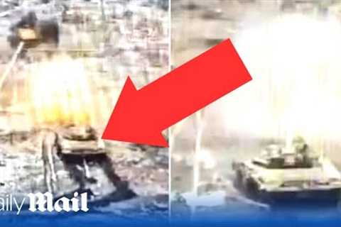 Ukraine tank advances through snow on Russian position and fires at enemies in Kharkiv region