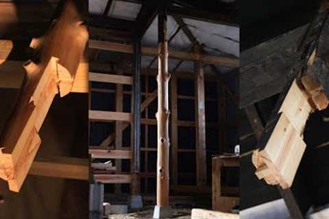 Crafting Intricate Japanese Joinery on Natural Round Post