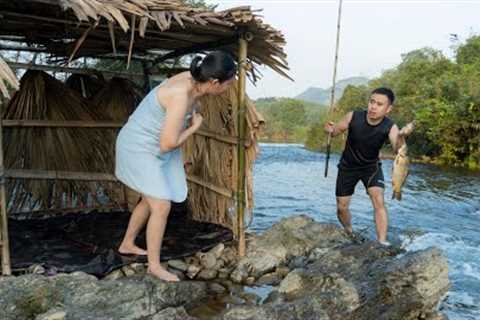Catch big fish, cook delicious food, hut in the middle of the river, peace and happiness