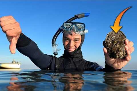 Crabber Tries DIVING for Oysters