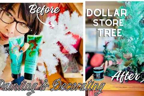 Painting $1 Christmas trees &amp; turning them into high end decor!!