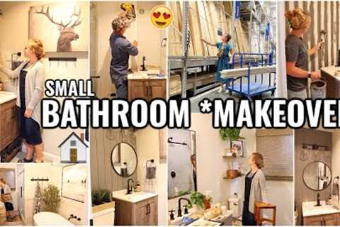SMALL BATHROOM *MAKEOVER*/ACCENT WALL!! NEW HOUSE PROJECTS &amp; DIY BATHROOM TRANSFORMATION