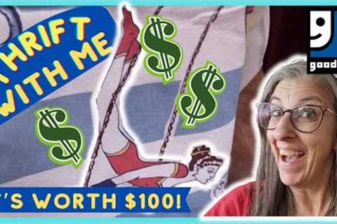 I FOUND A $100 TABLECLOTH ar Goodwill | Thrift With Me