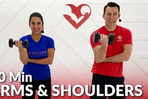 40 Min Arms and Shoulders Workout with Dumbbells at Home for Women &amp; Men - Dumbbell Shoulder..