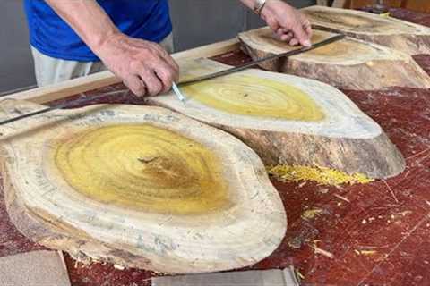 Fun Woodworking Project From Naturally Textured  Wood Slices // Unique Table Design Unprecedented