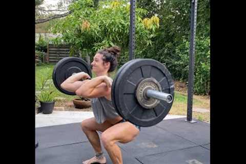 Strong CrossFit Woman Morning Workout in The Backyard