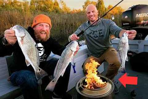 Making a FIRE 🔥  on the Boat and Cooking Our Catch!!!