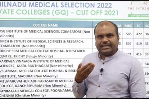 TN Medical Counselling 2022 | PRIVATE COLLEGES (GQ) EXPECTED CUT OFF | College Wise &amp; Community ..