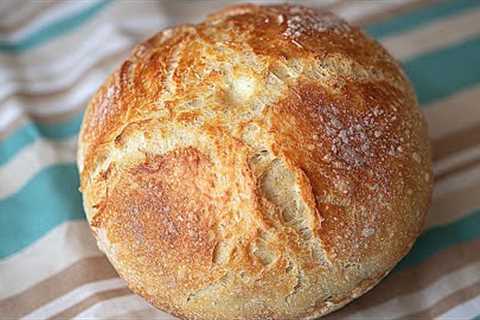 4 Ingredients! No knead bread! Everyone can make this homemade bread!