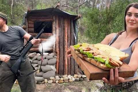 We Built A Bushcraft Survival Hunting Shelter + The Best Ever Camp Fire Meal