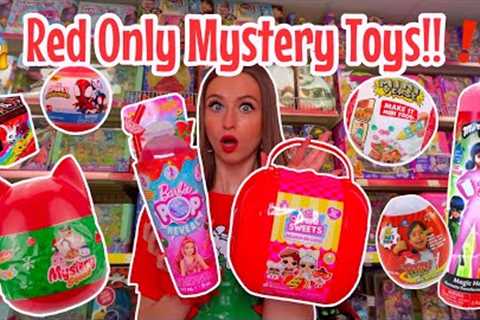 Shop with me for *RED ONLY* Mystery Toys Challenge!!😱🍓🎈🌹⁉️ *JACKPOT!!😍* | Rhia Official♡