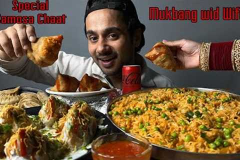 Eating Spicy Schezwan Maggi , Samosa Chaat &amp; Momo’s | Indian Street Food Mukbang