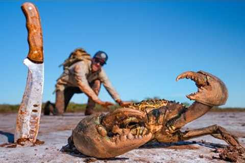 30 DAYS SOLO Living off The Land - GIANT CRAB - Catch and Cook.. DAY 1