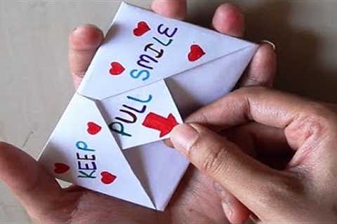 DIY - SURPRISE MESSAGE CARD | Pull Tab Origami Envelope Card | Letter Folding Origami