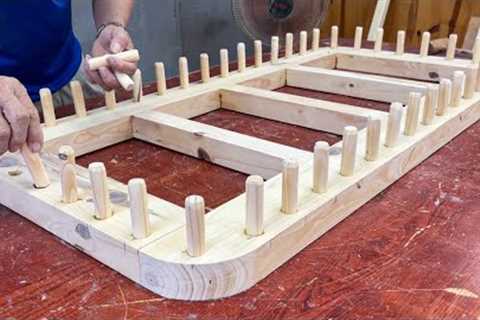 Crafting A Stunning Wooden Living Room Sofa For Small Spaces // Creative Woodworking Projects