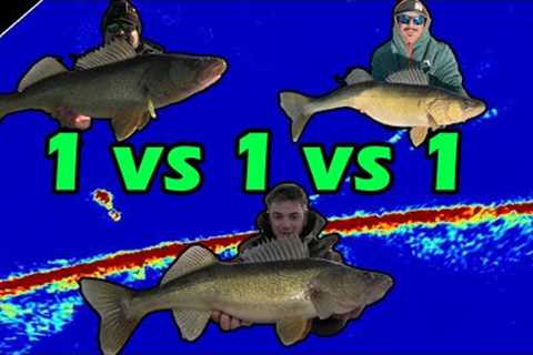 Hardcore 1v1v1 For GIANT WALLEYE!! | Ice Fishing