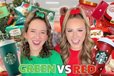 GREEN 🎄💚 VS RED 🎅🏻❤️ CHRISTMAS SHOPPING CHALLENGE AT TARGET (NO BUDGET)