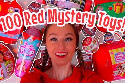 UNBOXING 100 *RED ONLY* MYSTERY TOYS!!😱🐞🎈🍉🌹❤️ (BARBIE POP, MIRACULOUS, L.O.L, RYANS WORLD..