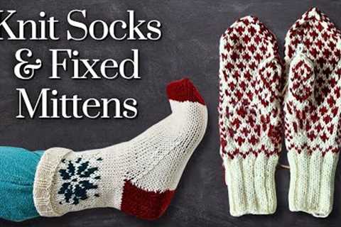 Knitting vintage socks (and fixing mitten mistakes)