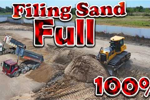 EP1357,DumpTruck Delivery Sand Fill In tThe Blanks, ThenFill In The Blanks With Dozer SHANTUI Push