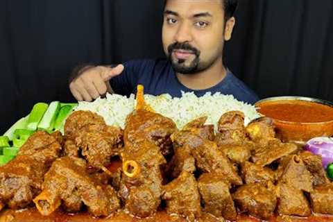HUGE SPICY MUTTON CURRY, MUTTON LIVER CURRY, GRAVY, SALAD, RICE MUKBANG ASMR EATING SHOW | BIG BITES