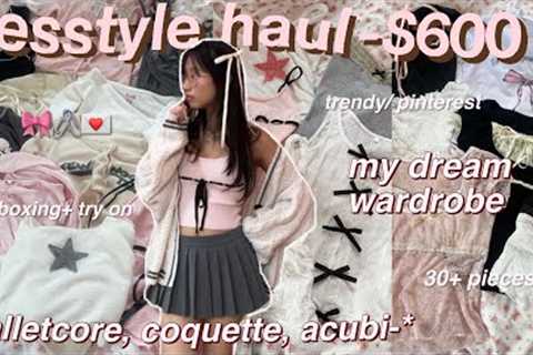 $600 HUGE YESSTYLE try-on haul 🎀(30+ items) trendy, aesthetic clothes *balletcore, coquette, acubi*