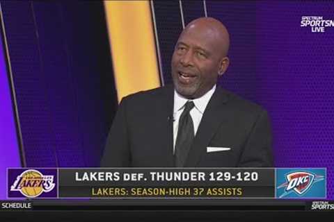GOAT MODE - James Worthy GOES CRAZY LeBron drops 40 Pts carry Lakers beat Thunder129-120