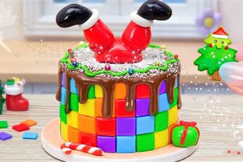 Santa Jump Into My Miniature Rainbow Cake 🌈 1000+ Miniature Chocolate Cake Decorating for Christmas